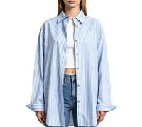 Drivstraw Blouse pour Femme Loose Fit Polyester Manches Longues Blouse | Motif rayÃ© classique, col revers stylÃ©, ouverture devant boutons pour un look dÃ©contractÃ©