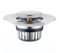 Drivstraw Bonde d'évier de cuisine en laiton avec corps en ABS, diamètre supérieur 109 mm, finition argent+or - Compatible avec la plupart des éviers de cuisine, salle de bain