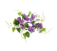 Drivstraw Bougie florale en jacinthe artificielle pour couronne d'anneau, 25 cm de diamètre, vert et violet en soie et plastique, décoration pour bougies piliers ou coniques, polyvalente pour la
