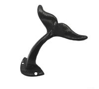 Drivstraw Crochet mural en fonte pour queue de baleine - 13 x 9 cm - Crochet décoratif en métal robuste pour clés, sacs et - Finition noire, résistant à la rouille, facile à monter - Maison et