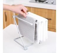 Drivstraw Égouttoir pliable pour gants de toilette de cuisine avec barres ventilées pour serviettes, chiffons et tasses - Support de rangement vertical autonome pour petites salles de bains