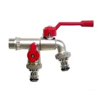 Drivstraw Entrée de jardin extérieur 2 sorties Bibcock en laiton avec double mamelon pour filetage, séparateur d'irrigation pour jardin et équipement d'arrosage extérieur, anti-gel (B)