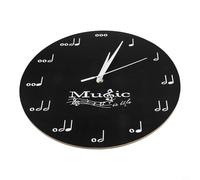 Drivstraw Horloge murale en acrylique noir avec motif note de musique - 30 cm horloge décorative carrée pour salon, studio de musique et décoration d'intérieur (piles non incluses)