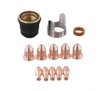 Drivstraw Lot de 13 douilles de découpe plasma pour lampe torche IPT-45/TI-PC45/PT-45 - 5 embouts de buse de 0,9 mm, 5 électrodes, capuchon de bouclier, tourbillon pour anneau et support