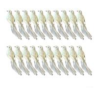 Drivstraw Lot de 20 oiseaux à plumes en mousse, colombes blanches réalistes avec clip en métal pour décorations de Noël, de mariage et de vacances