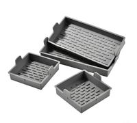 Drivstraw Lot de 4 moules à gâteau rectangulaires et carrés en silicone anti-adhésif pour gâteaux, brownies, muffins, pain, pizza, micro-ondes et four, gris, 25 x 12 x 2,5 cm