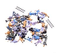 Drivstraw Lot de 50 figurines d'ouvriers de modélisme ferroviaire à l'échelle 1:87 avec seau et échelle, travailleurs de la construction en plastique peint à la main dans 25 poses différentes pour
