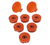 Drivstraw Lot de 6 + 2 bobines de rechange pour débroussailleuse avec capuchons pour modèles WA0007, WG105-WG124 - 4,9 m de fil en nylon de 0,2 cm par bobine, orange