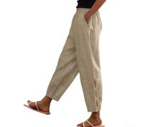 Drivstraw Pantalon décontracté pour femme de couleur unie avec ourlet découpé, longueur normale, élasticité modérée pour le printemps, l'été, l'automne, l'hiver, les vacances, le quotidien, la maison
