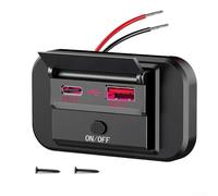 Drivstraw Port de charge rapide pour voiture DC 12 V-24 V PD 3.0 Type C avec panneau de sortie USB double QC 3.0 pour véhicules, motos, bateaux, camping-cars, installation sans perçage (rouge)