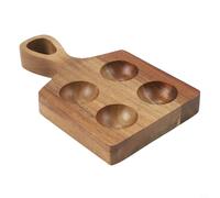 Drivstraw Porte-œufs en bois d'acacia avec poignée - Plateau à œufs en bois de style japonais à 4 compartiments pour rangement de cuisine, compact 18,8 x 11 x 2,2 cm
