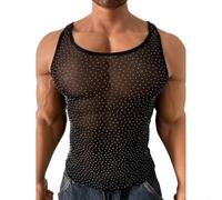 Drivstraw pour Top Maille Résille Homme Brillant pour Soirée Club pour | 95% nylon, 5% élasthanne, tissu doux et très extensible pour un confort optimal
