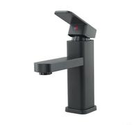 Drivstraw Robinet mitigeur carré chromé pour comptoir d'évier - Robinet de lavabo cascade avec corps en acier inoxydable et poignée en plastique, levier simple chaud et froid