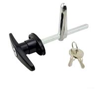 Drivstraw Serrure de poignée en forme de T en alliage de zinc pour garage, caravane et camping-car - Serrure de porte antivol résistante aux intempéries avec finition noire chromée, compatible avec