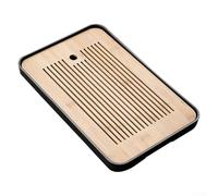 Drivstraw Service à thé Kung Fu en bois avec drainage et rangement, plateau à thé amovible pour usage domestique, 36 x 24 cm, design simple pour un nettoyage facile, double fonction (C)