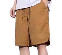 Drivstraw Short ample pour homme, taille élastique, cordon de serrage, décontracté, sport, été, jambe droite, pantalon cinq quarts grande taille (2XL, marron)