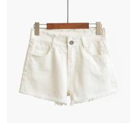 Drivstraw Short d'été taille haute pour femme, coupe ample, jambes larges avec lisière rugueuse et esthétique vintage Y2K (29 Blanc)
