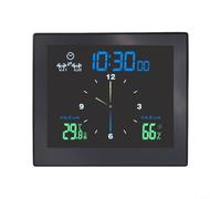 Drivstraw Thermomètre d'extérieur pour la maison et le jardin avec humidité, horloge murale électronique silencieuse, design étanche, compatible avec les surfaces lisses (noir)