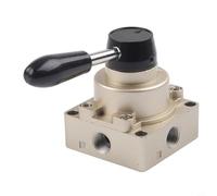 Drivstraw Vanne manuelle à levier rotatif pneumatique à 4 voies HV-03, 3/8" pour valve de contrôle du débit d'air NPT pour inverseur de vérin, construction en alliage d'aluminium avec