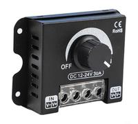 Drivstraw Variateur d'intensité de bande LED 12 V/24 V 30 A, interrupteur à bouton unicolore, boîtier en aluminium pour régulateur de luminosité PWM pour bandes lumineuses dures et douces, noir