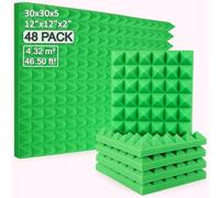 DRIXINI Panneau acoustique 3D 30 × 30 × 5 cm - Haute Densité, Réverbération & Réduction d'écho pour Studio, Bureau, Podcast, Home Cinéma - Installation facile, Ensembles 6-48, Couleurs assorties (Vert