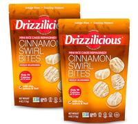 Drizzilicious Lot de 2 mini gâteaux de riz à la cannelle - Croustilles de riz, collation saine pour adultes et enfants, gâteaux de riz aromatisés, végétaliens, sans gluten, sans allergènes, seulement