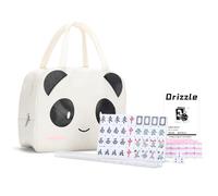 drizzle Mini Mahjong rose traditionnel chinois version chinoise - 2,3 cm portable 146 carreaux Mah-Jong - avec supports poussoirs et sac panda - Voyage en famille