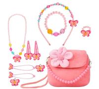 DRJCKOLOTH Sac en Peluche décoré de Fleurs, Sac à Fleurs Pelucheux, Filles Habille et Joue Anniversaire Cadeau
