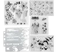 DRJCKOLOTH Tampons Scrapbooking Transparent,Tampons Transparents,Oiseaux Fleur Tampon Silicone Transparents,Personnalisé Stamp,pour la Fabrication de Cartes Décoration et Bricolage Scrapbooking