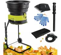 Drmoxin Broyeur De Branches Portable sans Lame, Broyeur De Feuilles Filaire avec Bouton De Verrouillage De Sécurité, Sac De Ramassage Et Roues, pour Feuilles Et Compost,Powercord×30m