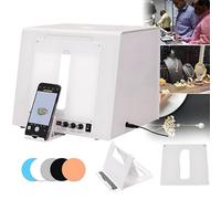 Drmoxin Kit De Boîte à Lumière pour Photographie De Bijoux avec Fonction Rotative électrique à 360°, avec 4 Lumières D'appoint Et Température De Couleur Réglable,20cm