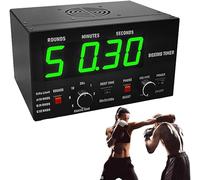 Drmoxin Minuteur D'intervalles De Boxe Classique, Minuteur De Musculation Professionnel avec Signal Sonore, Minuteur D'entraînement De Boxe Portable avec Affichage LED, 1 à 12 Rounds De Défi Green