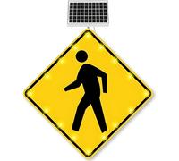 Drmoxin Panneau Solaire Clignotant à LED pour Passage Piéton 61 Cm, Panneau D'avertissement De Circulation Routière en Aluminium Antirouille, Film Réfléchissant De Qualité Technique, étanchéité Ip65
