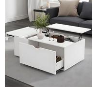 Drmoxin Table Basse Réglable en Hauteur, Multifonctionnelle Et Transformable en Table De Salon/Salle à Manger, avec Rangement Dissimulé, 120 X 65 X 45,5 Cm