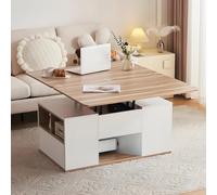 Drmoxin Table Basse Réglable en Hauteur, Table Basse Multifonctionnelle Transformable en Table De Salon, Table Basse avec Rangement Dissimulé, 100 X 51 X 47 Cm