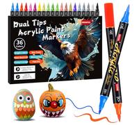 Droaful Feutres Acrylique Marqueurs Peinture Acrylique, 36 Couleurs Pour Peinture Sur Roche, Tissu, Métal, Verre, Bois, Toile, Céramique, Plastique, Non Toxique et Inodore, Premium Art et Bricolage
