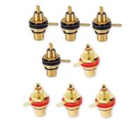 Droagoct Connecteur RCA Plaqué 4 Paires/8 Pièces sur Panneau Prise Audio pour Châssis Cloison avec Écrou de Soudage