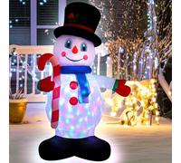 DROFELY Bonhomme de neige gonflable blanc de 1,5 m avec lumières LED - Bonhomme de neige mignon tenant une canne - Décoration de Noël d'intérieur et d'extérieur - WM-21, Idée