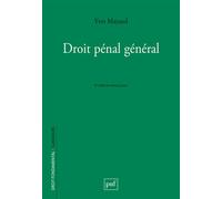 Droit pénal général - Yves Mayaud - Puf - broché - Etude
