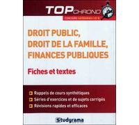 Droit public, droit de la famille, finances publiques Fiches et textes - Jaubert - Studyrama Eds - broché - Scolaire / Universitaire