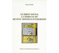 Droit social a l'epreuve du revenu minimum d'insertion - Maryse Badel - Presses Universitaires Bordeaux - broché - Livre
