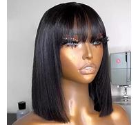 Droite Bob Perruques De Cheveux Humains Avec Bang Perruques Brésilienne Remy Cheveux Humains Bob Perruques Pour Femme Noire 10 12 Pouces
