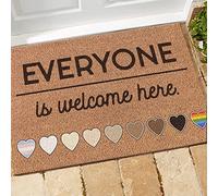 Droits De l'homme Tout Le Monde Est Le Bienvenu Ici Tapis De Porte Durable Paillasson Facile À Nettoyer Paillasson Exterieur pour Intérieur Extérieur Jardin 40 X 60Cm