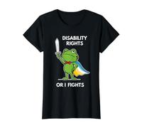 Droits des Personnes handicapées ou I Fights Cartoon Frog Hero Frog Meme T-Shirt Graphique avec Valeur, Femme, Noir, L