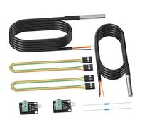 DROK Lot de 2 sondes de capteur de température DS18B20 étanches avec 2 cartes adaptateurs de sonde, fils de démarrage femelle vers femelle et résistances 4,7 K ohm pour Arduino Raspberry Pi DIY