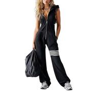 drola Combinaison Athleisure sans Manches pour Femme - Modèle rétro à Capuche avec élégante Bordure en Dentelle