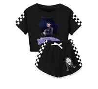 drola Mercredi Wed-nesday Enfants Addam T-Shirt Short Set 100% Coton Tops Tee Casual Loose Fit Unisexe Homewear Costume pour Enfants garçons Filles