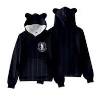drola Wednesdays Sweat à Capuche Addams, Impression 3D série télévisée Pull Hiver Manchons à Capuche Longues Oreilles de Chat Chapeau Une pièce pour Enfant