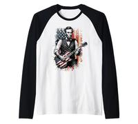 Drôle Abraham Lincoln Jouant de la Guitare électrique Manche Raglan