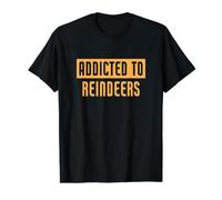 Drôle Accro aux Rennes T-Shirt Graphique avec Valeur, Homme, Noir, S